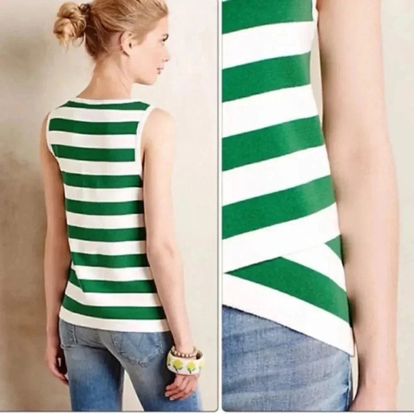 Moth valley green white sweater tank size SPstriped - Picture 10 of 10